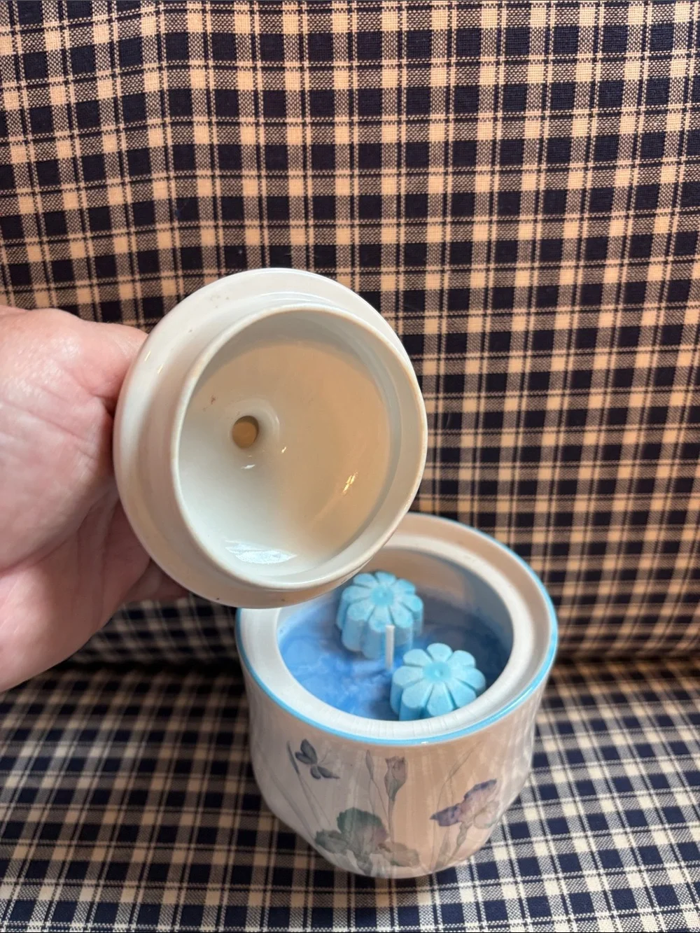 White Porcelain Lidded Canister homemade lavender soy candle